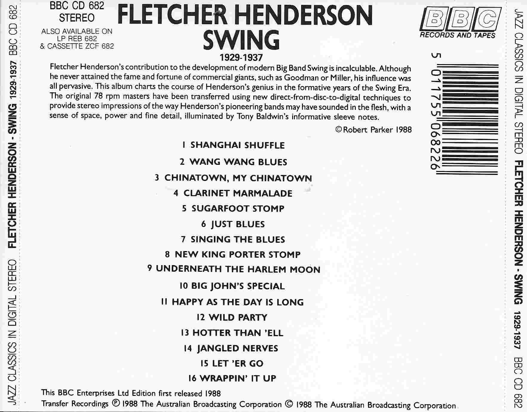 Picture of BBCCD682 Jazz classics - Fletcher Henderson Swing 1929 - 1937 by artist Fletcher Henderson  from the BBC records and Tapes library
